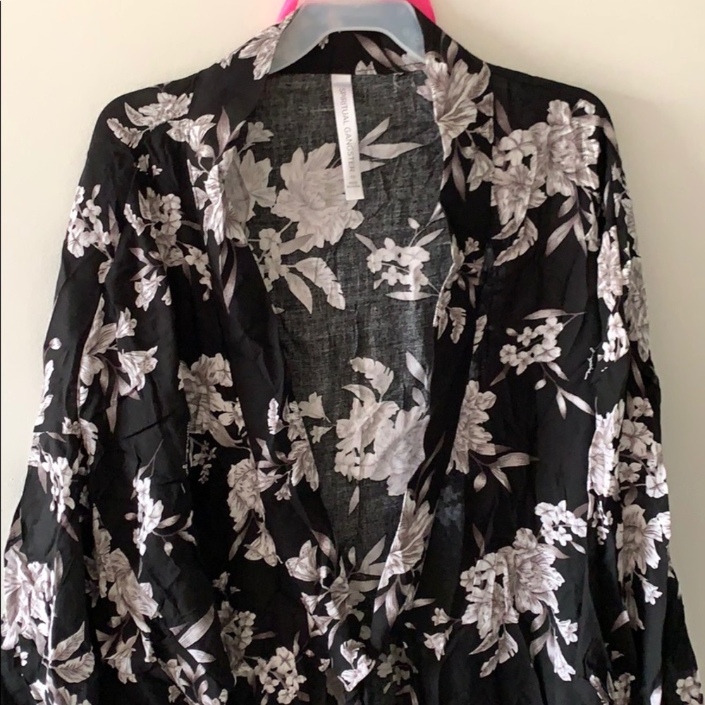 Black floral kimono